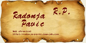 Radonja Pavić vizit kartica